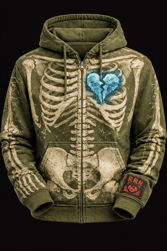Olive Green Skeleton Hoodie